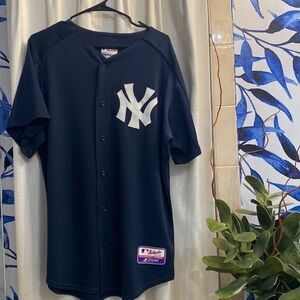 Men’s Majestic Athletic Genuine Merchandise NY Jersey Short Sleeve Size Medium